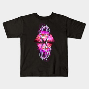 Capricorn Zodiac - Pink Abstract Kids T-Shirt